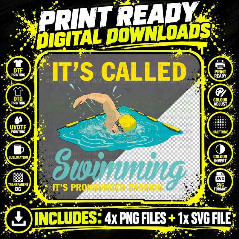 Swimming Passion T-Shirt, Summer Sport Style Png SVG Digital Bundle