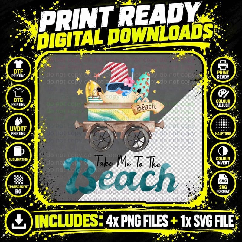Take Me to the Beach Summer T-Shirt Png SVG Digital Bundle