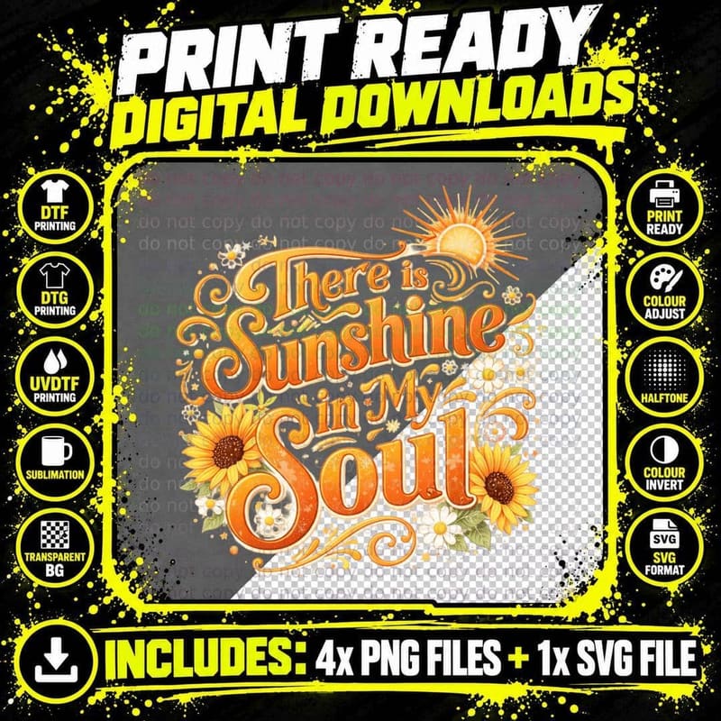 There Is Sunshine in My Soul Summer T-Shirt Png SVG Digital Bundle