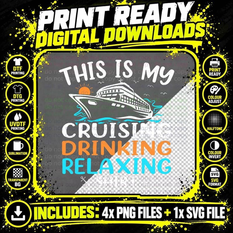 This Is My Cruising Drinking Relaxing Cruise T-Shirt Png SVG Digital Bundle