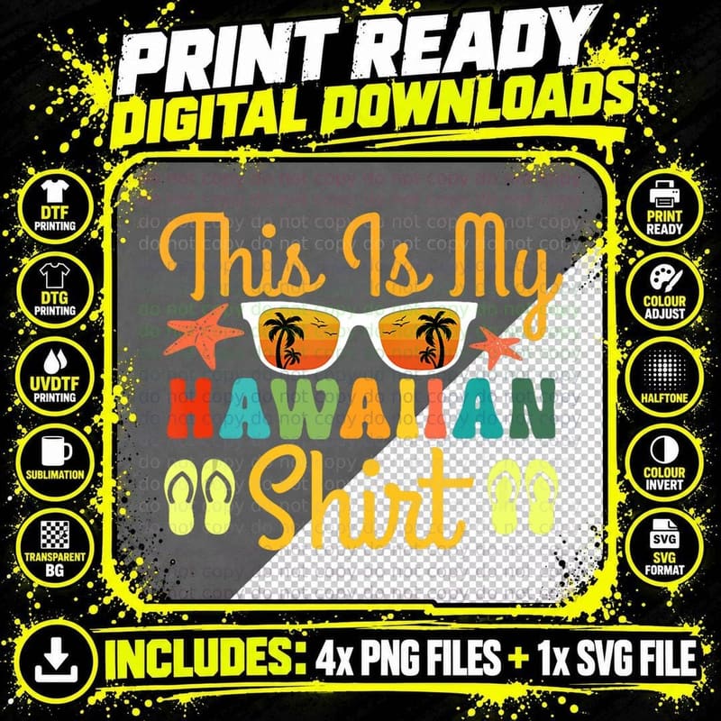 This Is, My Hawaiian Shirt Hawaiian Tropical Vacation Png SVG Digital Bundle