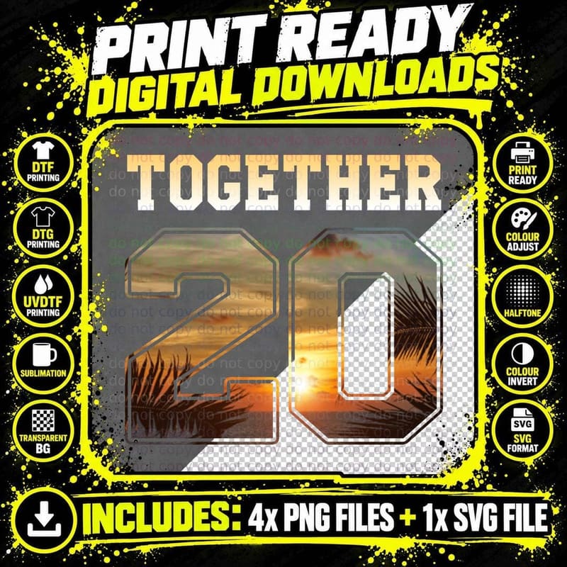 Together 2020 T-Shirt, Summer Sunset Vibes Png SVG Digital Bundle