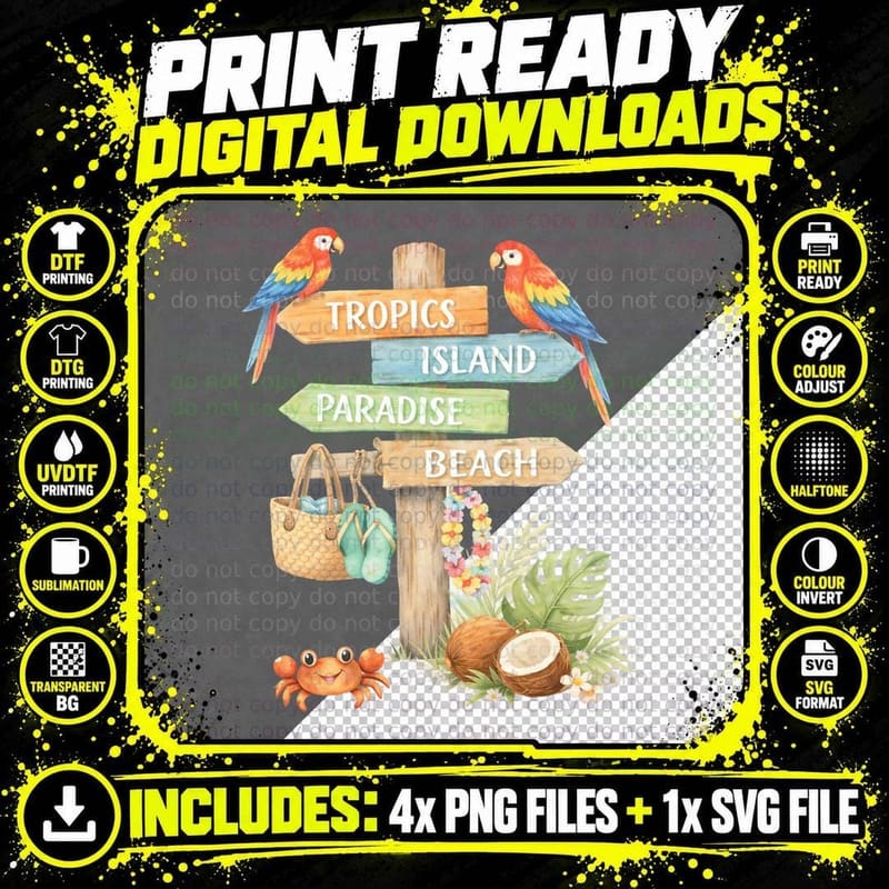 Tropics Island Paradise Beach Summer T-Shirt Png SVG Digital Bundle