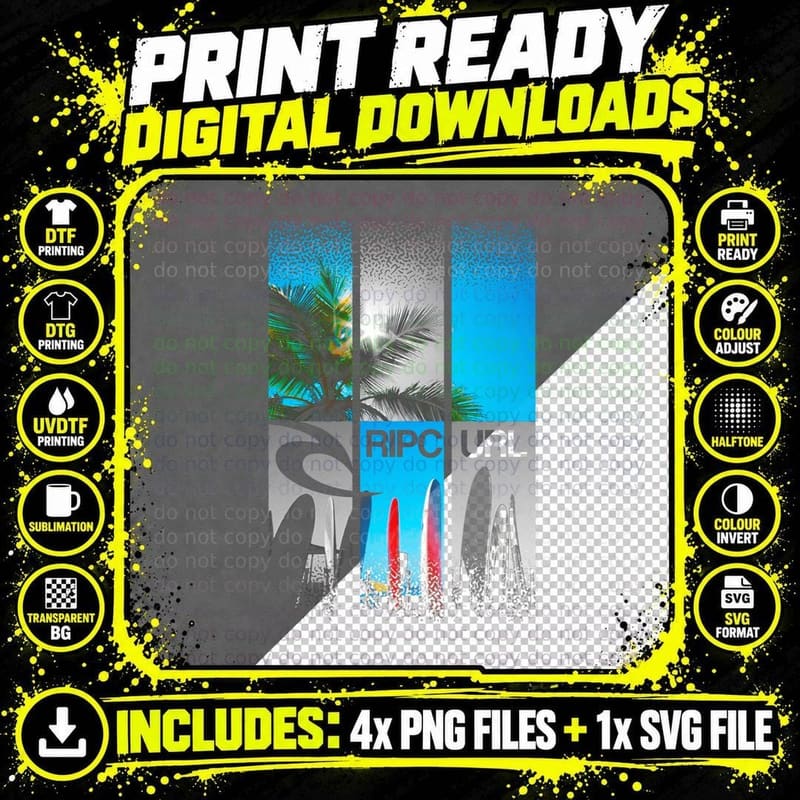 Url Landscape Hype Colorful with Palm Trees Tropical Png SVG Digital Bundle