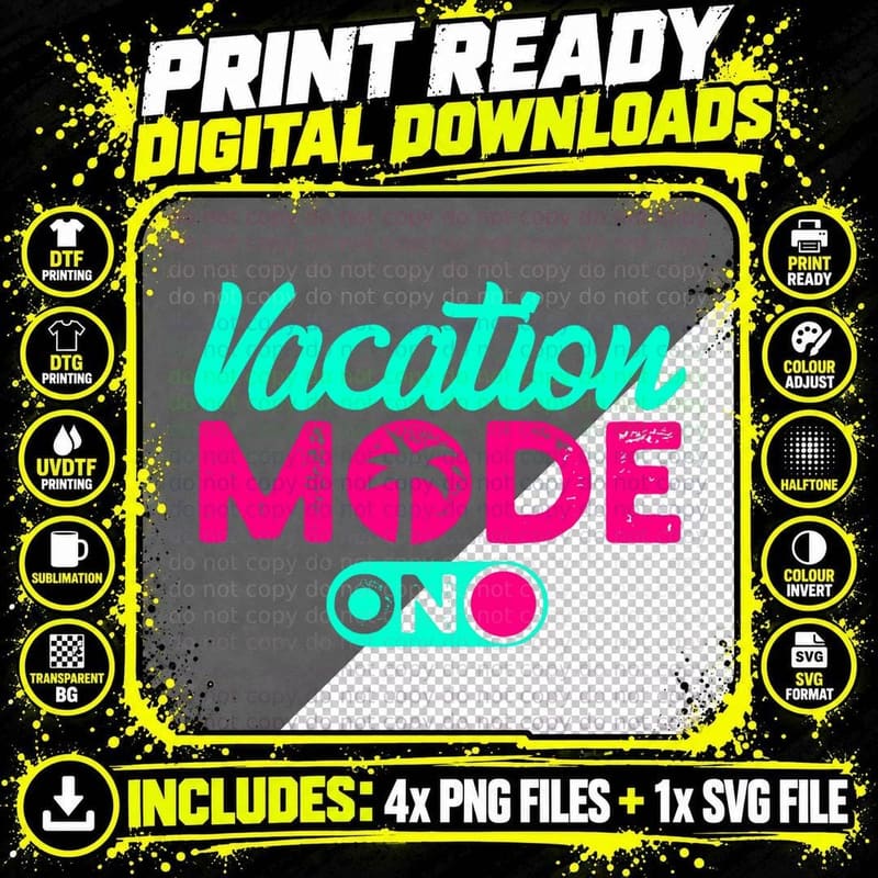 Vacation Mode Summer Vacation T-Shirt Png SVG Digital Bundle