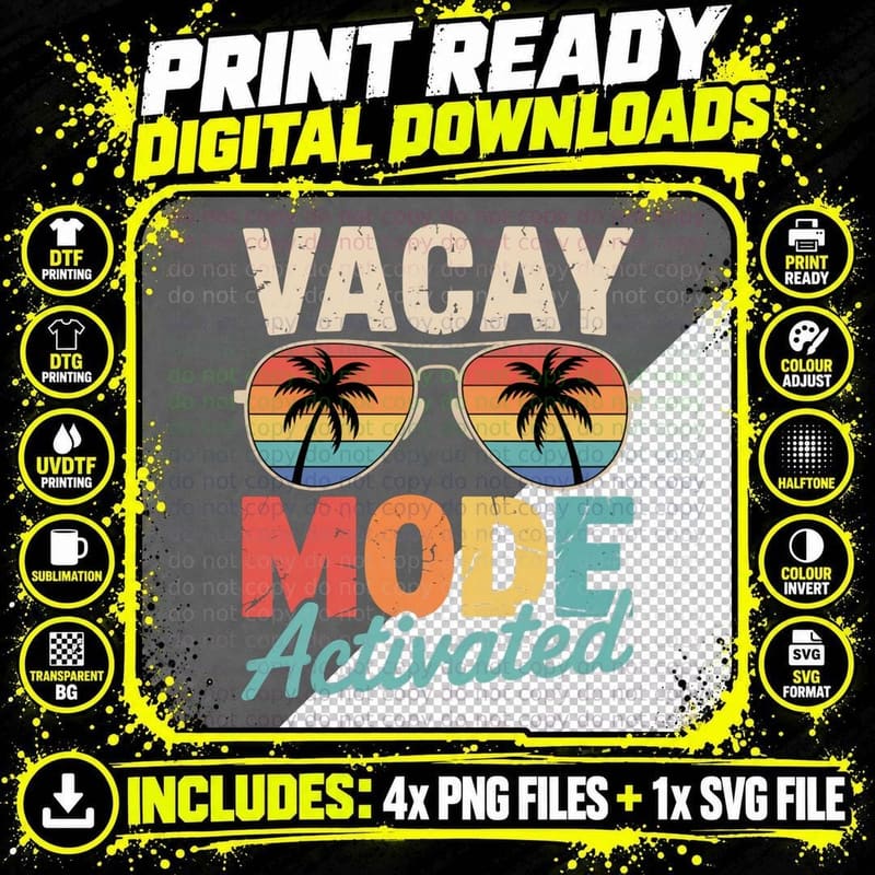 Vacay Mode Activated Summer T-Shirt Png SVG Digital Bundle