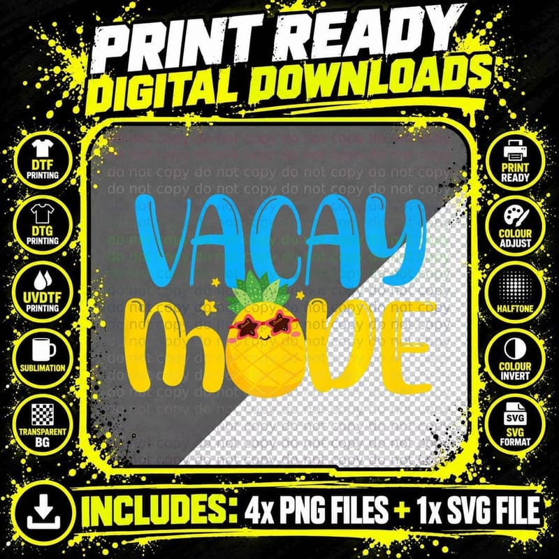 Vacay Mode Pineapple Family Vacation Beach S T-Shirt Png SVG Digital Bundle