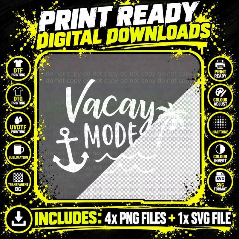 Vacay Mode Shirt Vacation Beach Family Cute Cruise Women Png SVG Digital Bundle