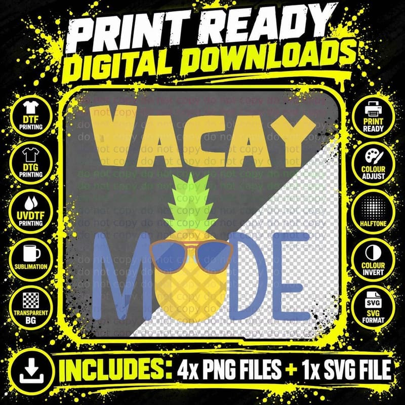 Vacay Mode on Designs for Tourist Beach Png SVG Digital Bundle