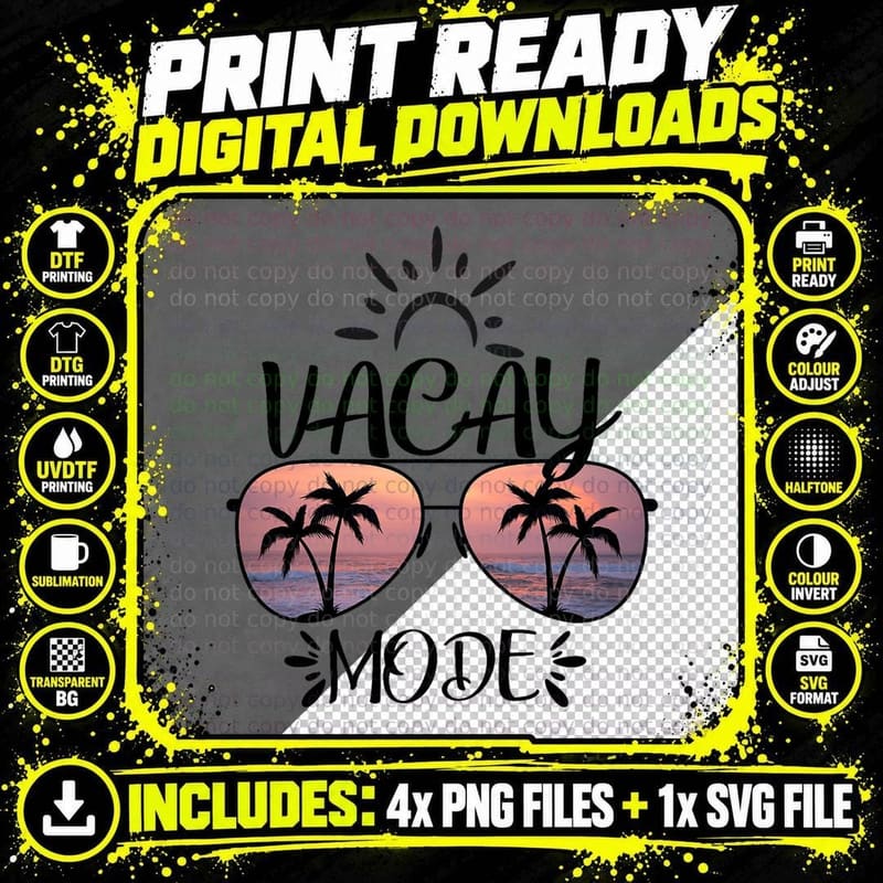 Vacay Mode, a Cute Holiday in Summer Png SVG Digital Bundle