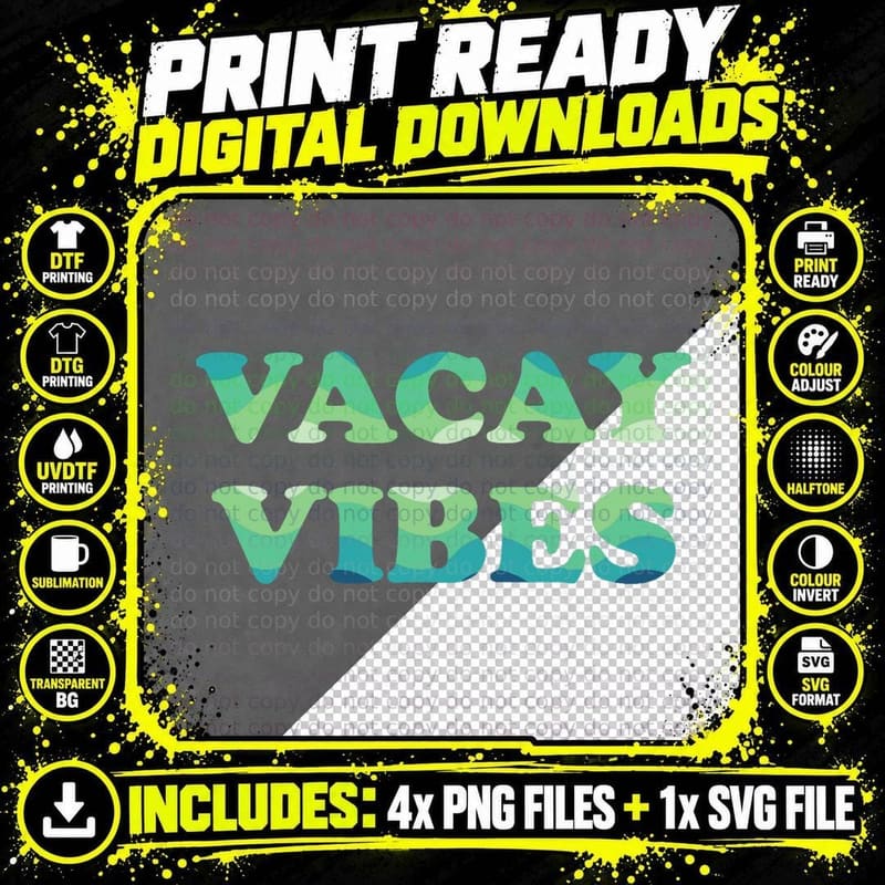Vacay Vibes Tropical Beach Family Vacation Summer Png SVG Digital Bundle