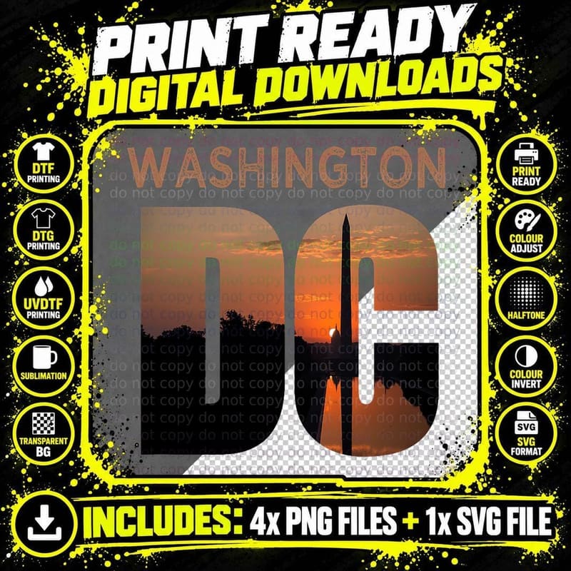 Washington Dc Monument Skyline Art Vacation Souvenir Png SVG Digital Bundle