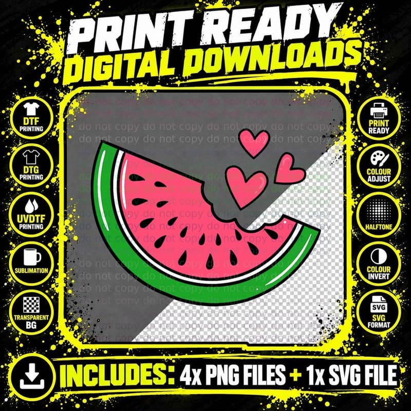 Watermelon Slice Melon Summer Vacation Season Fruit Png SVG Digital Bundle