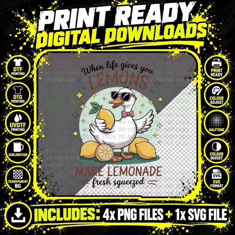 When Life Gives You Lemons Make Lemonade Fresh Squeezed Png SVG Digital Bundle