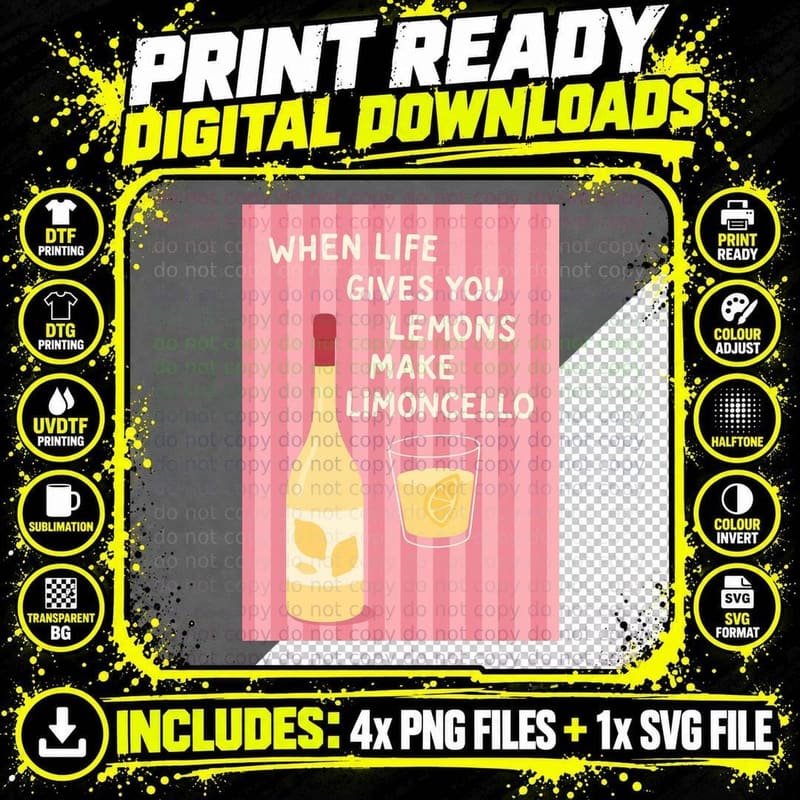 When Life Gives You Lemons Make Limoncello Summer T-Shirt Png SVG Digital Bundle