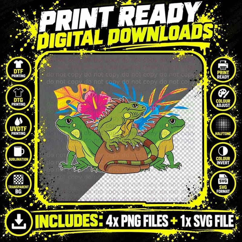 Wildlife Animal Reptile Lover Lizard Tropical Leaves Png SVG Digital Bundle