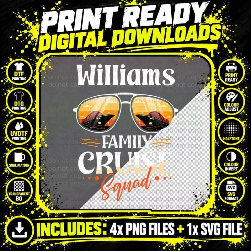 Williams Family Cruise Squad Personalized Williams Png SVG Digital Bundle