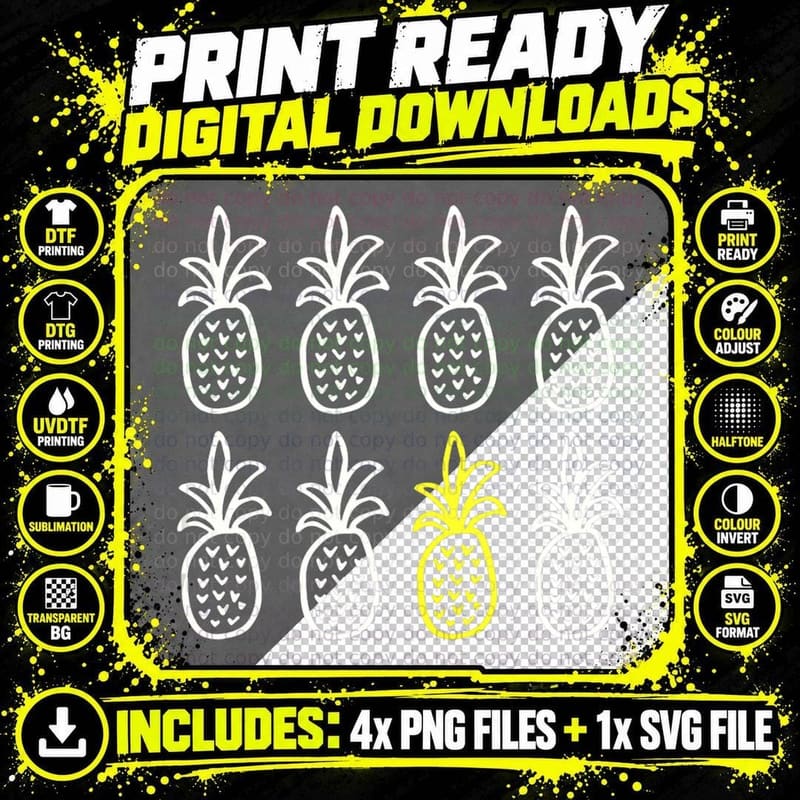 1 In 8 IVF Pineapple, Hawaiian Tropical Island Aloha Png SVG Digital Bundle