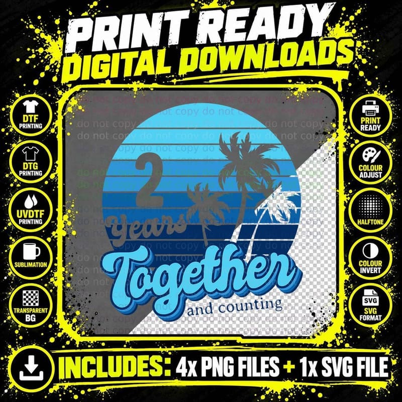 2 Years Together Cruising Couples 2nd Anniversary Cruise Png SVG Digital Bundle