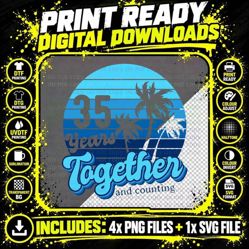 35 Years Together Cruising Couples 35th Anniversary Png SVG Digital Bundle