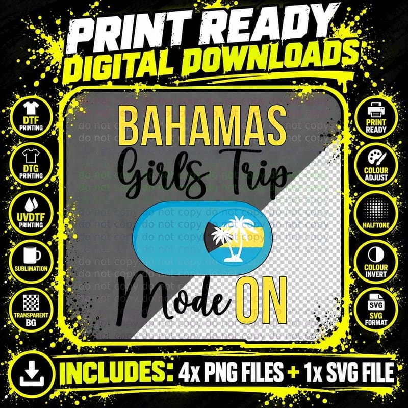 Bahamas Girls Trip Mode ON Vacation Bahamas Travel Girls Png SVG Digital Bundle