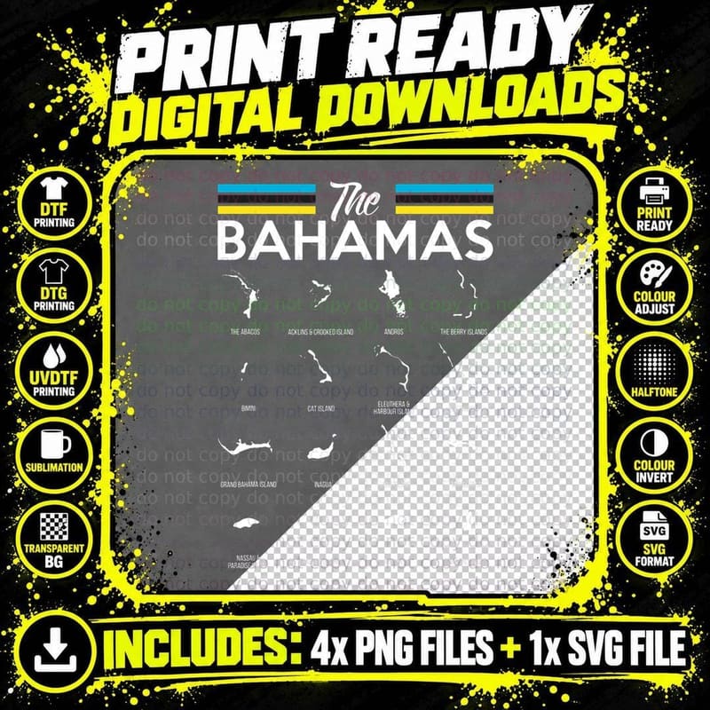 Bahamas Souvenir Travel Vacation Bahamian Flag Nassau Png SVG Digital Bundle