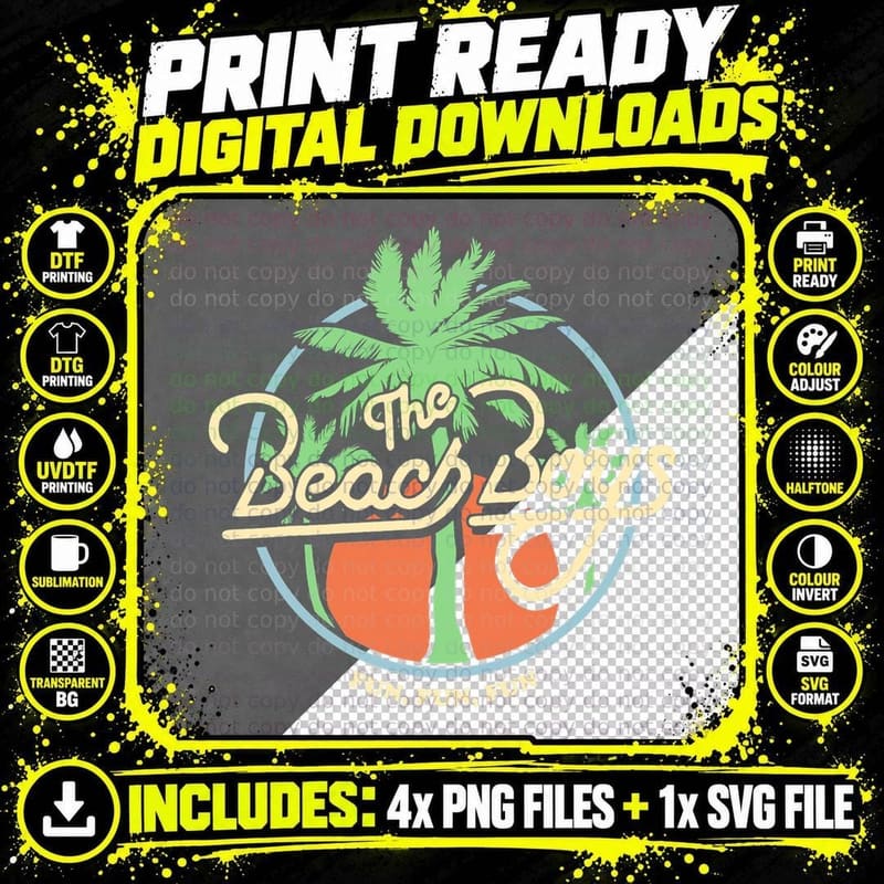 Beach Boys Fun Palm Tree T-Shirt Png SVG Digital Bundle
