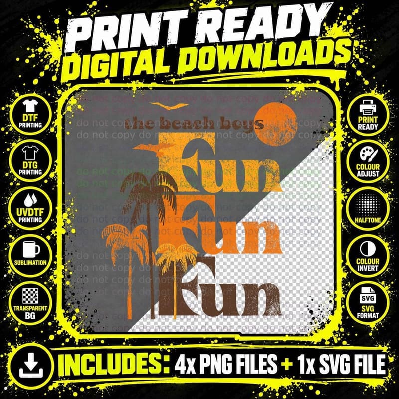 Beach Boys Fun T-Shirt Png SVG Digital Bundle