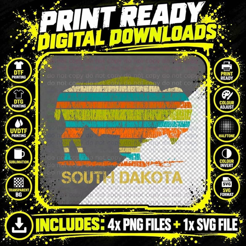 Buffalo for a South Dakota Vacation T-Shirt Png SVG Digital Bundle