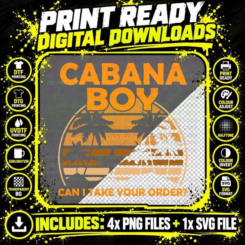 Cabana Boy Can I Take Your Order Summer Travel Beach Sun Png SVG Digital Bundle