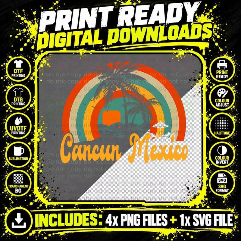 Cancun Mexico Souvenir T-Shirt, Family Vacation Style Png SVG Digital Bundle