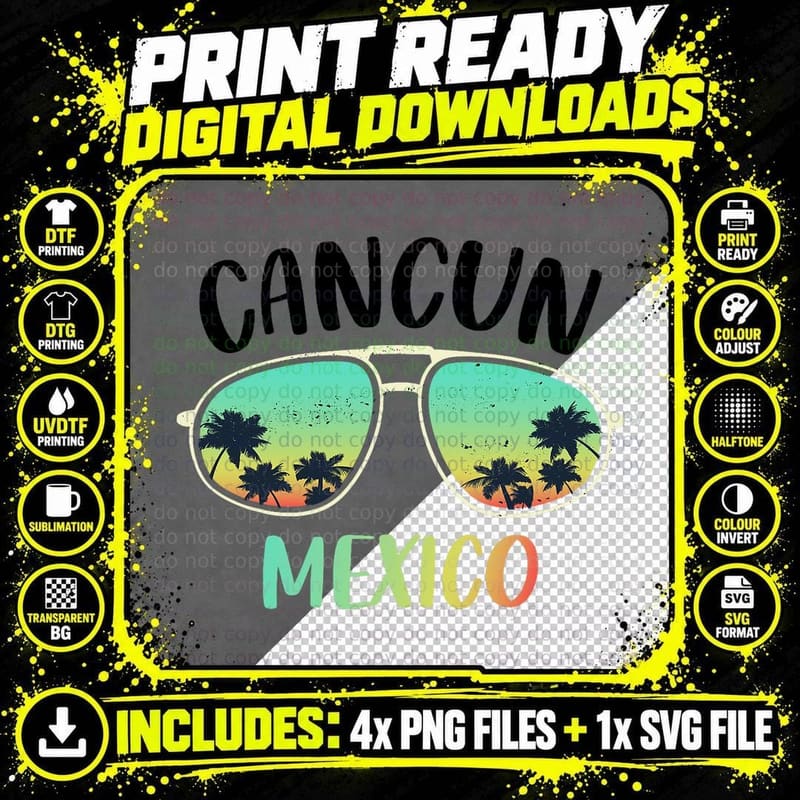 Cancun Mexico Souvenir T-Shirt, Vacation Vibes Png SVG Digital Bundle