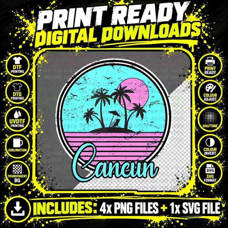 Cancun Mexico Travel Holiday Vacation Souvenir Gift Png SVG Digital Bundle