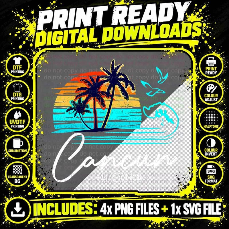 Cancun Mexico Vacation T-Shirt, Summer Beach Png SVG Digital Bundle