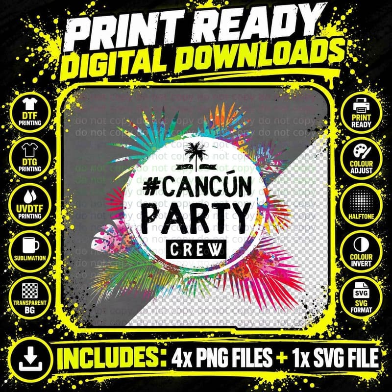 Cancun Party Crew - Travel Trip Vacation Mexico T-Shirt Png SVG Digital Bundle