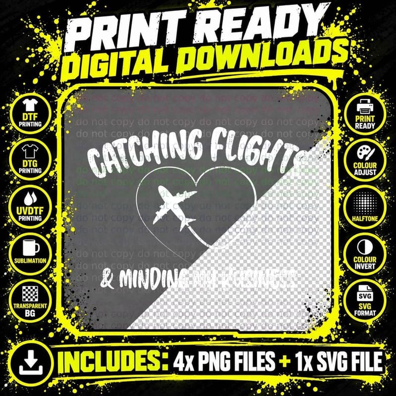 Catching Flights & Minding My Business Travel Summer Png SVG Digital Bundle