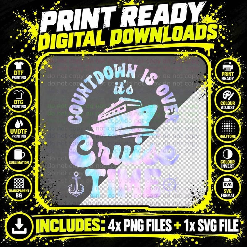 Countdown Is Over Its Cruise Time T-Shirt Png SVG Digital Bundle