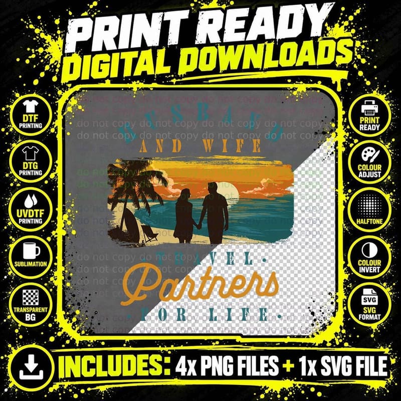 Couple Vacation Matching Travel Trip Traveler Husband Png SVG Digital Bundle