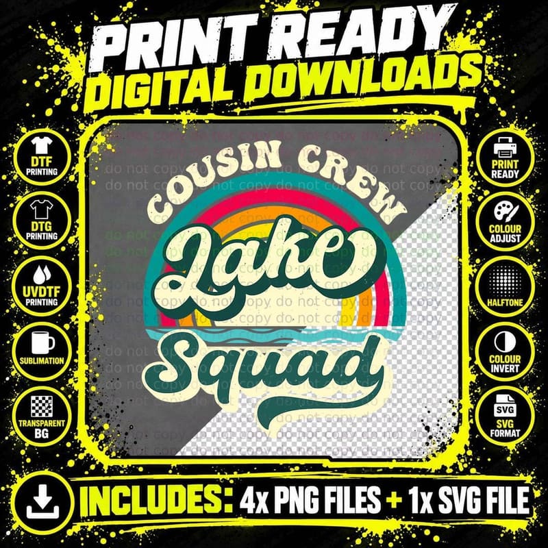Cousin Crew Lake Squad Vacation T-Shirt, Summer Vacation Png SVG Digital Bundle