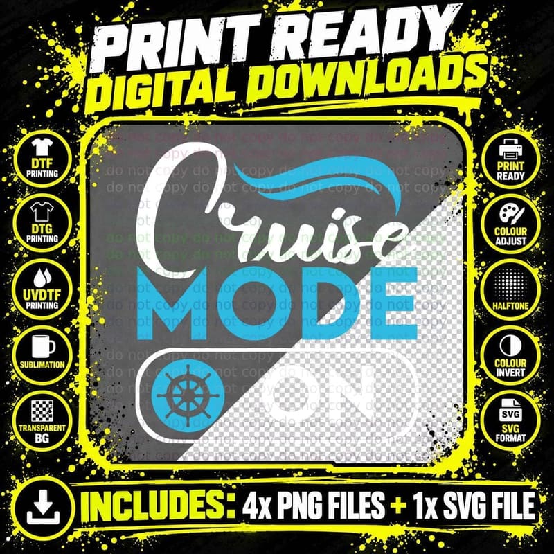 Cruise Mode on Ferry Ship Cruising Cruise Trip T-Shirt Png SVG Digital Bundle