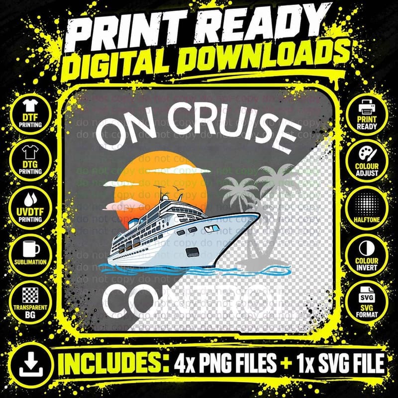 Cruise on Control Cruising Travel Summer Vacation Png SVG Digital Bundle