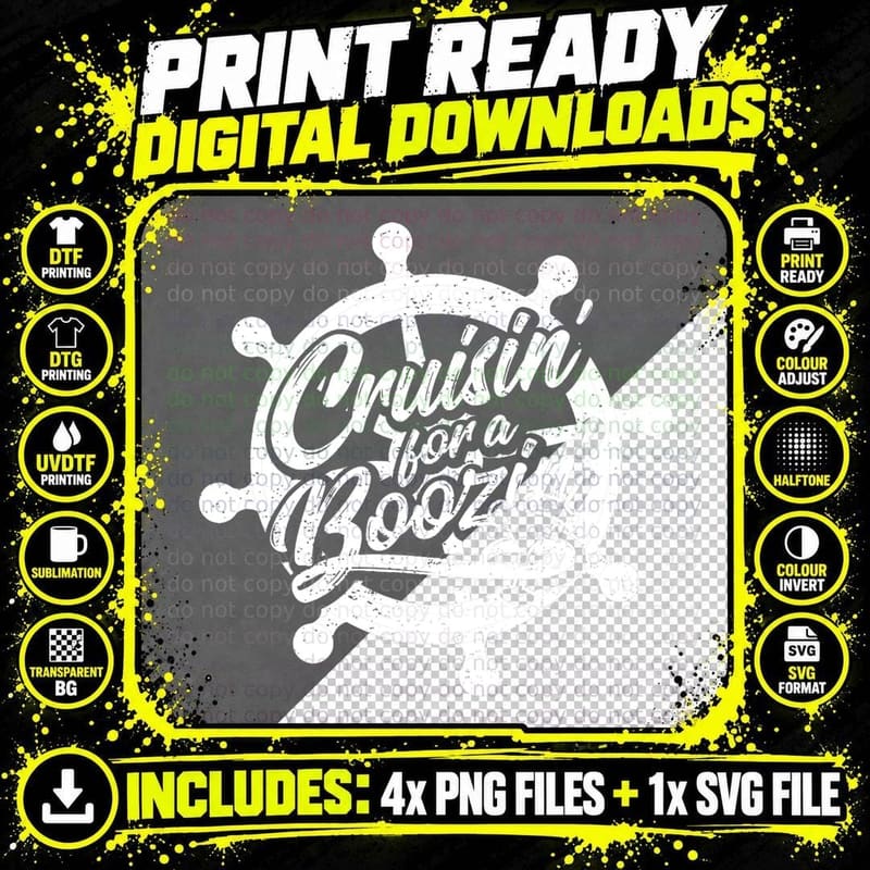 Cruisin' for a Boozin Drinking Cruise T-Shirt Vodka Png SVG Digital Bundle