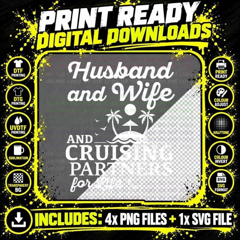 Cruising Husband and Wife Cruise Partners for Life Png SVG Digital Bundle