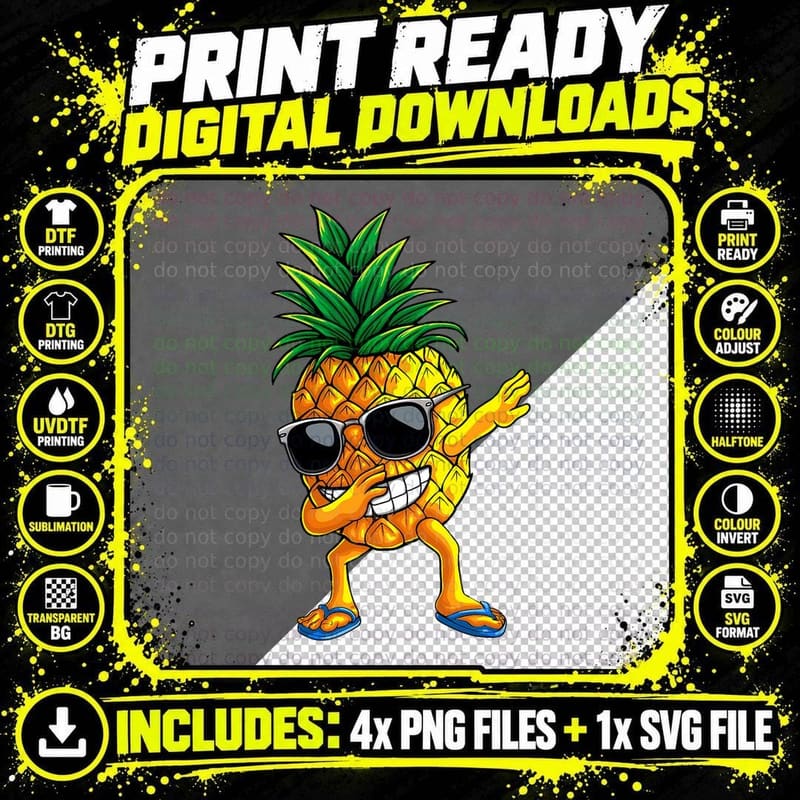 Dabbing Pineapple Aloha Beach Hawaii Hawaiian Boys Girls Png SVG Digital Bundle