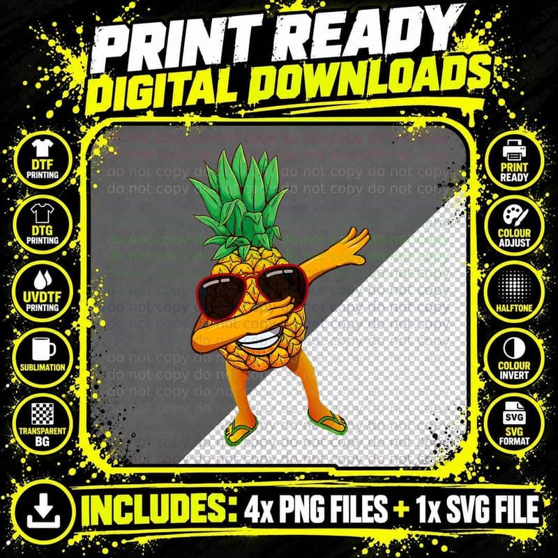 Dabbing Pineapple with Sunglasses T-Shirt, Summer Vibes Png SVG Digital Bundle