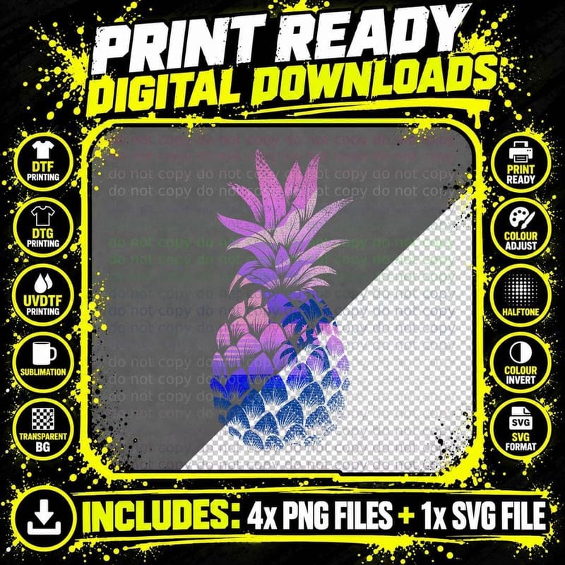 Exotic Pineapple Summer Vibes Vaporwave Tropical Summer Png SVG Digital Bundle