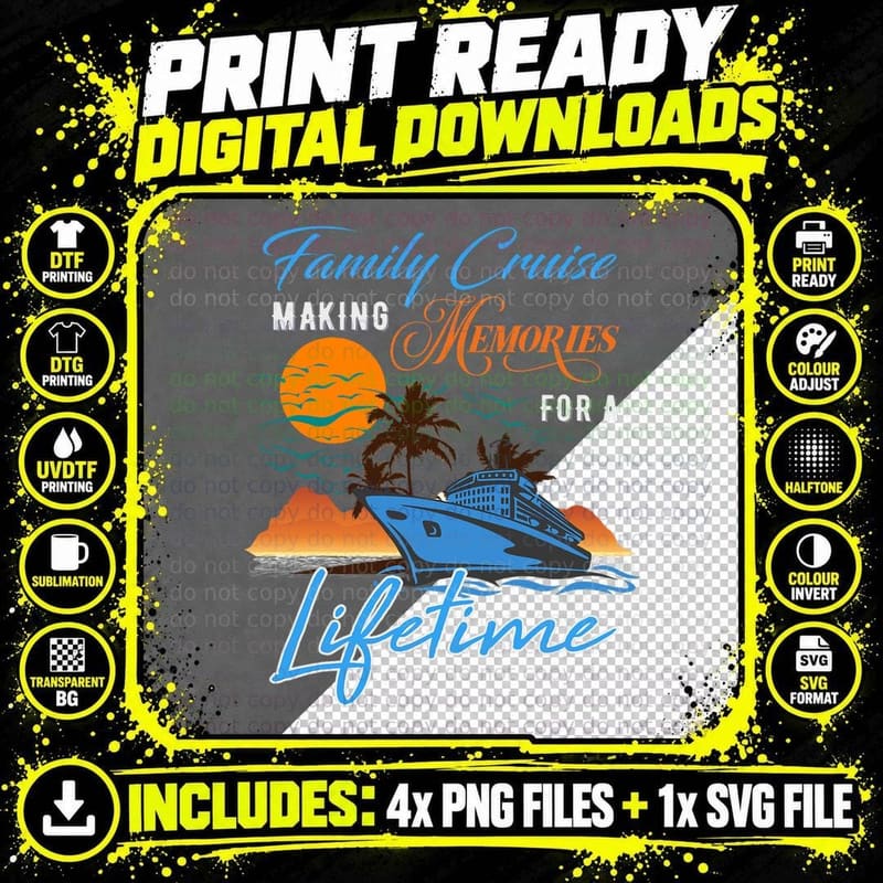 Family Cruise Memories T-Shirt, Summer Vacation Style Png SVG Digital Bundle