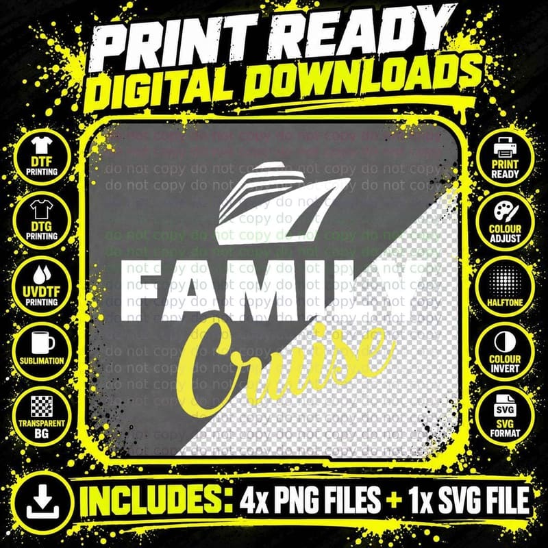 Family Cruise T-Shirt, Family Vacation, Fun Summer Print Png SVG Digital Bundle