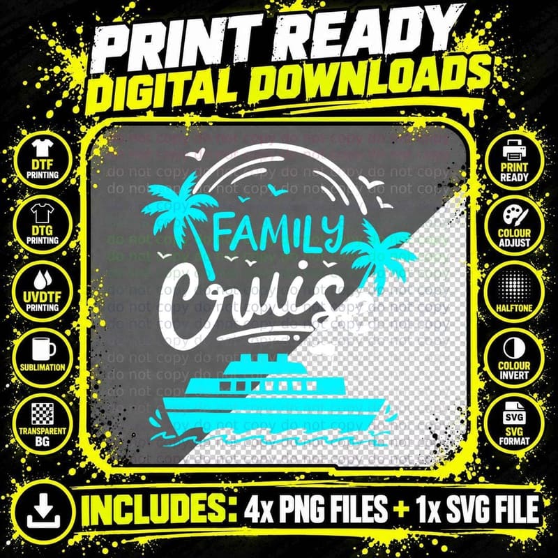 Family Cruise T-Shirt, Summer Vacation Style, Beach Vibes Png SVG Digital Bundle