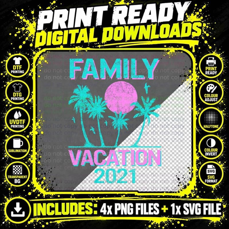 Family Vacation 2021 Summer Matching Beach Vacay Mode Png SVG Digital Bundle